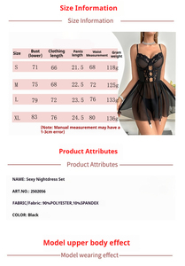 Nouvelle collection 2026 : Lingerie sexy grande taille pour femme – Nuisette transparente en dentelle respirante et écologique avec découpes, push-up XXL - Product Image 4