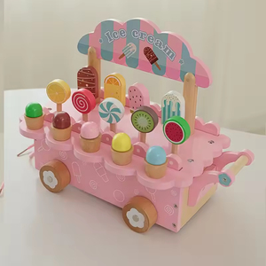 Ensemble de jeu de voiture à glaces en bois pour enfants, jeu de simulation éducatif de magasin de desserts pour les enfants d'âge préscolaire, marque Obo - Product Image 2