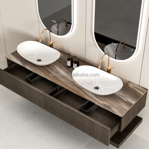 Lusso moderno cassetto lavello Multi-strato in legno massello armadi da <span class=keywords><strong>bagno</strong></span> doppi bacini <span class=keywords><strong>con</strong></span> Led specchi - Product Image 1