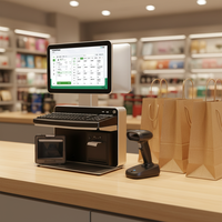 Système de point de vente tout-en-un neuf de 14 pouces, Win/Android 4+64 Go, kiosque de commande de restaurant, caisse enregistreuse, système de point de vente