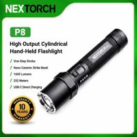 Lampe torche tactique rechargeable USB-C en alliage d'aluminium, 1600 lumens, étanche IPX7, LED, portée du faisceau de 252 m, nano-céramique