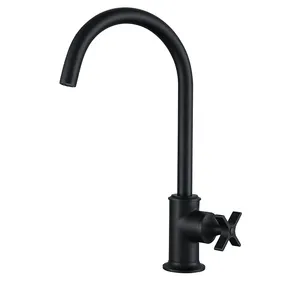 High Quality Luxury Hole Sink Long Neck Taps Commercial Kitchen Faucet Gold And Black Kitchen Faucet