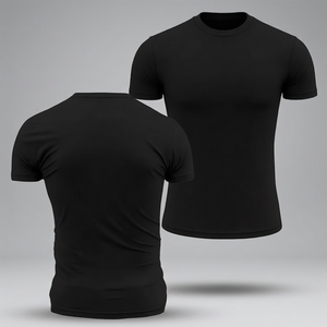 Top Quality Streetwear Men's Black Slim Fit Short Sleeve O-Neck T-Shirt Solid Color Casual Jersey Cotton Top - Product Image 2
