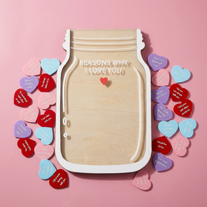 Barattolo con motivi per cui ti amo e gettoni a forma di cuore |   Regalo Personalizzato per San Valentino |   Souvenir in Legno Personalizzato per Anniversario - Product Image 5