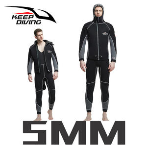 Combinaison de plongée en néoprène anti-UV 5 mm en deux pièces avec capuche pour homme, épaisse et chaude pour la plongée, la pêche, la chasse et les travaux sous-marins en hiver - Product Image 1