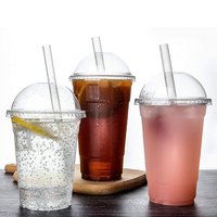 Gobelets jetables en plastique transparent PET PP avec couvercles 12oz 16oz pour vin, café glacé, jus, bubble tea, boissons froides à emporter