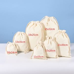 Sacs en toile de coton en gros avec cordon de serrage pour chaussures, sacs cadeaux, sacs à main personnalisés, housses anti-poussière avec impression de logo - Product Image 1