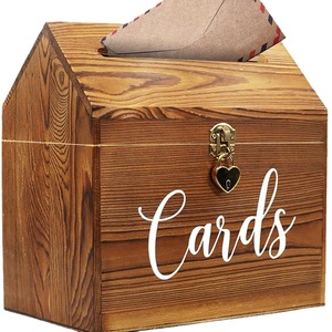 Vintage wooden <b>box</b> packaging <b>box</b>, solid wood wedding card <b>box</b> with <b>lock</b>, wooden card ballot <b>box</b>, acrylic wedding card holder. - Product Image 3