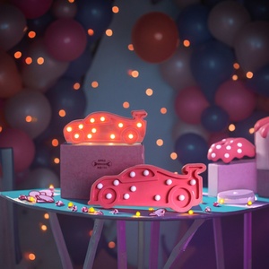Lampe de table moderne en PVC en forme de voiture 3D à LED, lumière blanche chaude, veilleuse à piles, ampoule à lettres lumineuses, pour chambre d'enfant, fête, maison, photo - Product Image 2