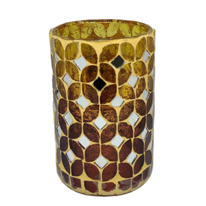 เหยือกแก้วโมเสกสีเหลือง/น้ำตาลแบบทรงกระบอกสีเรียบสำหรับตกแต่งคริสต์มาส - Product Image 1