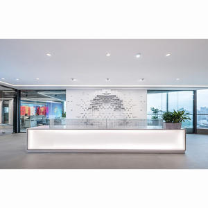 Mostrador frontal minimalista con logotipo personalizado, mostrador de recepción <span class=keywords><strong>tribesigns</strong></span> extra grande con mostrador para salón de belleza - Product Image 4