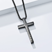 Liontin Salib Viking Kristen Nordik Punk dari Baja Anti Karat, Perhiasan Kalung Rune Fashion untuk Pria, Grosir Religius