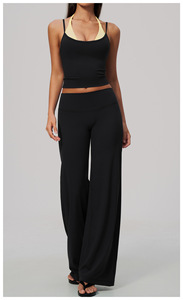 Conjunto Casual de 2 Piezas para Mujer, Tejido en Poliéster, Top Corto sin Mangas con Cuello Halter, Pantalones Anchos a Rayas, Transpirable, Corte Regular - Product Image 5