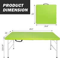 Table pliante en plastique portable pour l'intérieur et l'extérieur 4ft/6ft/8ft Heavy Duty Picnic Dining Table Fold-in-Half Camp Party Kitchen Table