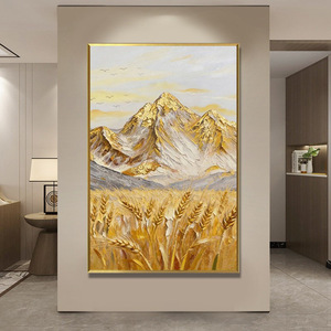 Golden Mountain Oil <b>Painting</b> Hand Painted <b>Framed</b> Impressionism Landscape Art <b>For</b> Living Room Entrance Hall Decor - Product Image 3