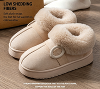 Chaussons d'hiver pour femmes à dos fermé, avec col en fourrure, plateforme épaisse, doublure chaude en peluche, antidérapants, pour l'extérieur, pour couple, en coton, pour la maison