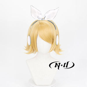 Perruques de <span class=keywords><strong>cosplay</strong></span> ND Rin Kagaminee, courtes, blondes, résistantes à la chaleur, pour costume de Comic Con - Product Image 2