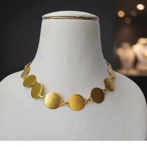 Handmade Brass <b>Necklaces</b> with Gold Plating Minimalist Geometric Link Chain Design <b>Statement</b> <b>Necklace</b> for Unisex Everyday Wear - Product Image 3
