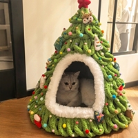 Neues Design Weiches Großhandels-Weihnachtsbaum-Katzenbett Winterwarmes Haustierbett Hundebett Grünes Katzenbett