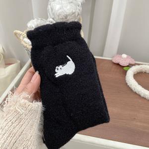 Vente en gros logo personnalisé <span class=keywords><strong>chat</strong></span> brodé mignon design hiver chaud intérieur corail polaire douillet peluche maison dormir pantoufles chaussettes - Product Image 5