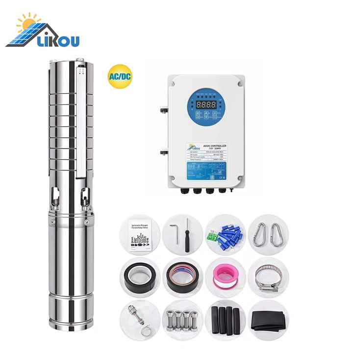 LIKOU 4ESS-H Series High Pressure 2HP Solar Pump Hybrid Stainless Steel ...