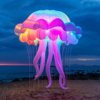Lanterne LED en forme de méduse, thème animaux marins, solution d'éclairage tout-en-un pour la décoration d'entrée d'aquarium sous-marin