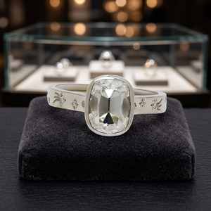 Anillo de Moissanita Blanca D VVS1 6x8mm OMC con Engaste de Garra, Chapado en Oro, Moderno, para Boda, Compromiso, Fiesta, Joyería Fina para Mujer - Product Image 2