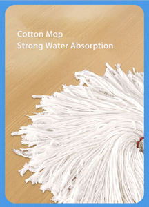 Vadrouille en fil de coton à tête en acier inoxydable pour le nettoyage domestique Vadrouille de bureau absorbante agrandie et élargie Vadrouille traditionnelle - Product Image 4