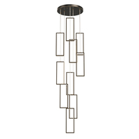 Lampes créatives post-modernes personnalisées par le fabricant, décoration intérieure, lustre long carré en or LED de luxe pour hall d'entrée, luminaires suspendus