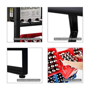 <strong>Drinks</strong> <strong>Crate</strong> Shelf Including 2 Hooks and 6 Support Carriers Height Adjustable Feet - Product Image 3