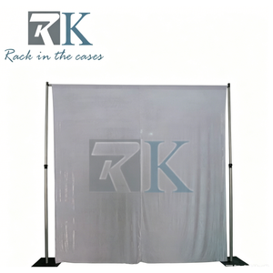 Portable Pipe and Drape Aluminum Pipe and Drape <b>Frame</b> Kit Silver <b>Backdrop</b> Stand with White Curtains - Product Image 1