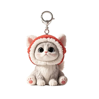 MOQ Rendah Boneka Hewan Berkualitas Tinggi dengan Bentuk, Warna, dan Bahan yang Dapat Disesuaikan Gantungan Kunci Boneka Kucing Kustom untuk Anak Perempuan