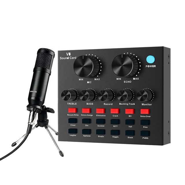 Bm800 Microphone Set Professional Studio Recording Mike Micfone Mikrofon USB V8 Sound Card with Condenser Mic for Sing youtube