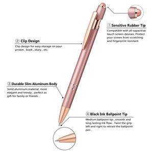 Personalized Ballpoint With Logo 2 in 1 Capacitive Multi Function Metal Stylus Promotional Gift Rose <b>Gold</b> Ball Point <b>Pen</b> - Product Image 4