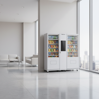 Distributeur automatique combiné avec écran tactile et options de paiement multiples, construction métallique, capacité de 400 à 1200 unités pour aliments et boissons