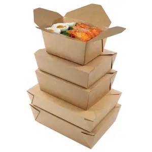 Boîte de nourriture chinoise à emporter en papier kraft Conteneur de nourriture à emporter de haute qualité
