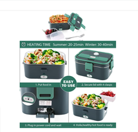 Kotak makan siang elektrik 60W, pemanas makanan 12V 24V 110V, pemanas penghangat makanan untuk mobil/truk/rumah dengan 1,8 l