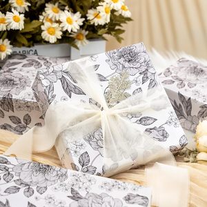Floral Gift <b>Wrapping</b> <b>Paper</b> Roll 46.8 Sq Ft Black <b>White</b> Vintage Design Eco-Friendly Double Side Craft Wedding Birthday - Product Image 5