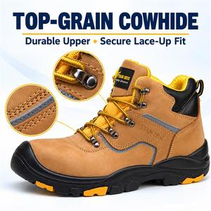 Zapatos de Seguridad con Punta de Acero, Botas de Trabajo de Cuero Genuino, Antideslizantes, Impermeables, Transpirables, de Corte Medio, para Construcción y Fábrica - Product Image 6
