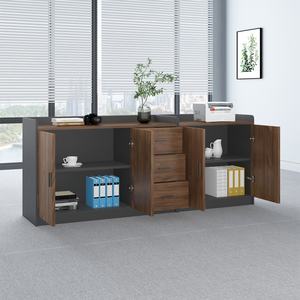 Industrial Design <b>4</b>-<b>Drawer</b> Cooling <b>Filing</b> <b>Cabinet</b> in White and Wood for Home Office or School Use - Product Image 6