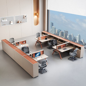 Ensemble de bureau <span class=keywords><strong>et</strong></span> chaise de style industriel minimaliste moderne en MDF pour postes de travail à domicile, bureaux en cubicle 4/6 personnes <span class=keywords><strong>et</strong></span> bureaux financiers - Product Image 3