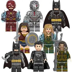 Figuras de acción de superhéroes para niños, juguetes de bloques de construcción de superhéroes, Batman, Wonder Woman, Aquaman Mera, Flash, Cybory, X0312