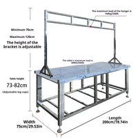 Verstelbare 200cm RVS gepolijste slagerstafel voor vlees, hoogteverstelbaar, professionele keuken, snijtafel, 300kg draagvermogen