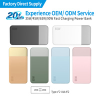 Fabricante Chino OEM ODM Certificado, Batería Externa Portátil Pequeña de Carga Rápida de 35W 45W 65W 10000mAh 20000mAh Personalizada