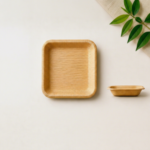 Platos Cuadrados Desechables de Hoja de Palma, Ecológicos, de Grado Alimenticio, con Patrón de Planta Grabado, Platos para Servir en Fiestas - Product Image 1