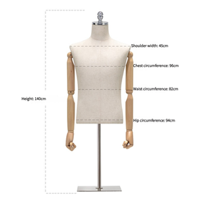 High End ucuz erkek erkekler manken ahşap kollar üst yarım vücut erkek plastik manken takım elbise ekran - Product Image 5