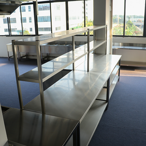 HELAXEN Edelstahl-Werkbank mit Verstellbaren Beinen Gebürstete Matte Oberfläche 300kg/<span class=keywords><strong>m</strong></span> Tragfähigkeit - Gewerbliche Schwere Küchenarbeitsplatte - Product Image 5