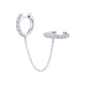 Boucle d'oreille clip tendance en argent sterling S925 avec micro-incrustation de zircon rond et pampille - Product Image 2
