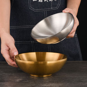 Bol à ramen en acier inoxydable 304 à double paroi, bol à nouilles doré, grand bol à soupe pour les repas d'hôtel - Product Image 2