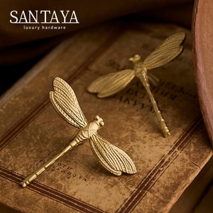 Santaya Brushed Brass Handles Dragonfly Shaped for Kitchen Cabinets Bedroom Wardrobe Drawer <strong>Knobs</strong> and Furniture Handle - Product Image 1